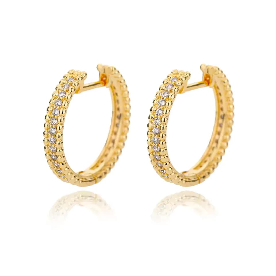 Celestia Round Zircon Crystal Hoop Earrings
