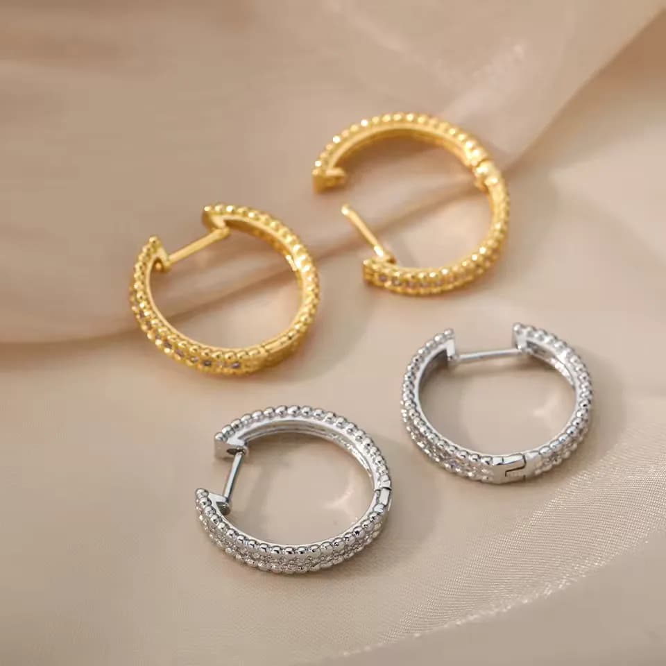 Celestia Round Zircon Crystal Hoop Earrings
