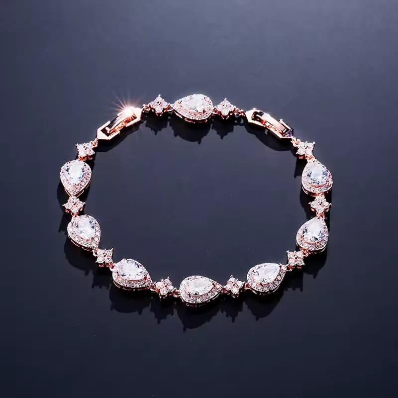 Crystal Drop Elegance CZ Wedding Bracelet